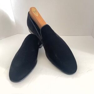 Magnanni Black Velvet Slip-On Loafers Men's Dress Shoes Made in Spain